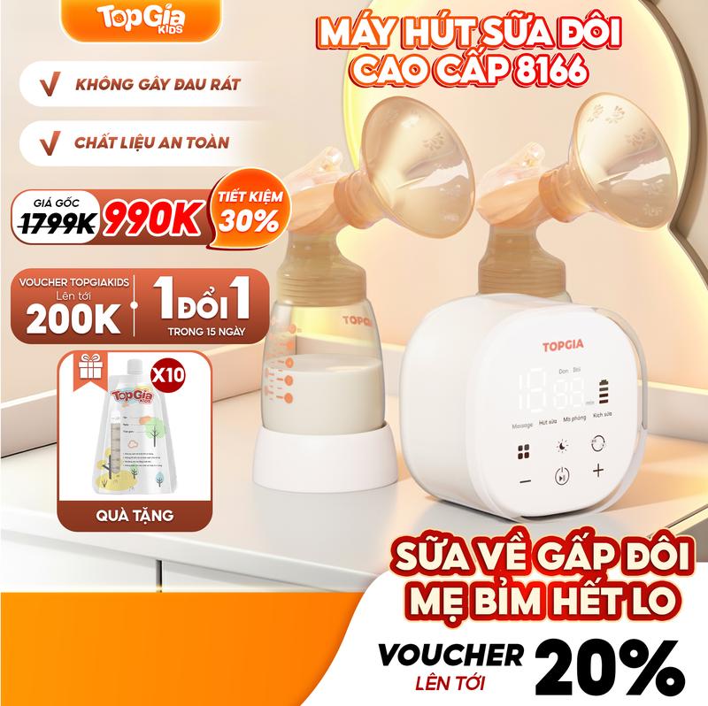 [TẶNG 10 TÚI TRỮ SỮA] Máy hút sữa M5-03 Topgiakids lực hút MẠNH và ĐỀU 8166 chế độ massage, hút sữa, kích sữa, Chế Độ Massage Kích Sữa Không Gây Đau R