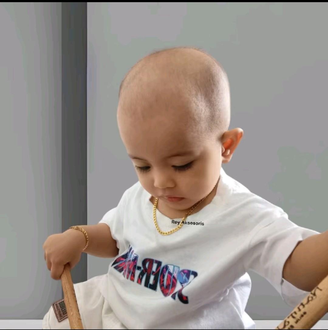 kalung rantai jarang Titanium Anti Karat untuk bayi dan anak-anak warna gold