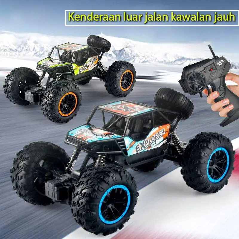 Mainan alat kawalan jauh kenderaan luar jalan simulasi besar hadiah mainan jip rock model elektrik kanak-kanak skala 2.4G Control Remote plastisin tidak Toys