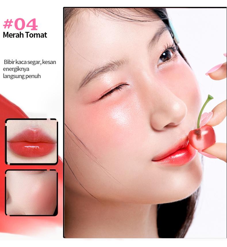 BOQILYNE 2-in-1 Lip & Cheek Gel! Sapuan Mudah, Warna Glow – Tahan Lama Anti Lengket	 Bibir Kosmetik Lipstik