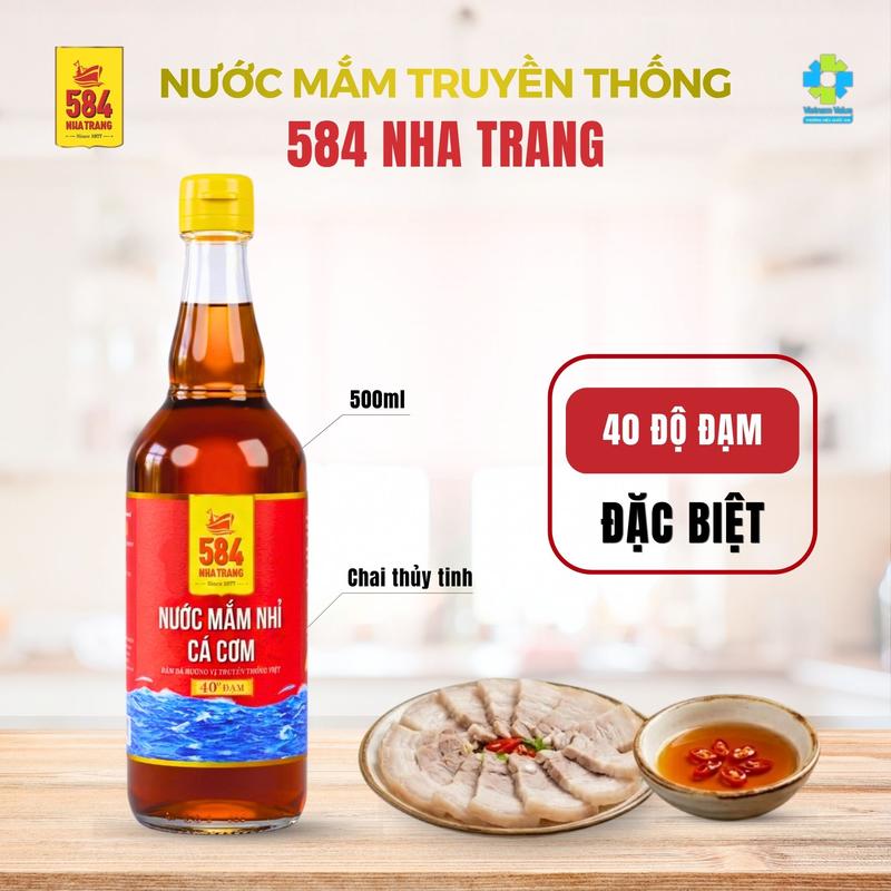 Nước Mắm 584 Nha Trang - 40 Độ Đạm - Nước mắm truyền thống Chai Thủy Tinh 500ml T0540