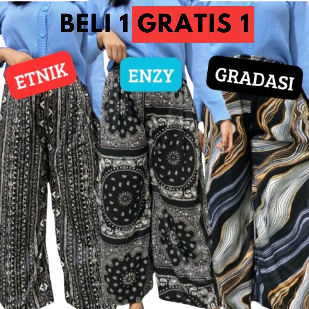 (BELI 1 GRATIS 1) Kulot Motif HYGIT Celana Panjang Wanita Kulot Santai Kulot Tidur
