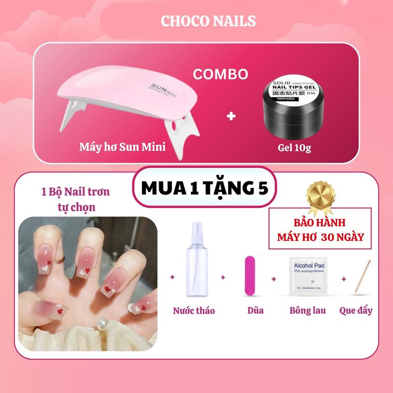 [Siêu quà tặng] COMBO Máy Hơ Sun Mini Kèm Gel Làm Nail Tại Nhà Hơ Màu Thạch Và Tặng Nước Tháo Móng Kèm Phụ Kiện Choco Nails Máy Hơ Nail