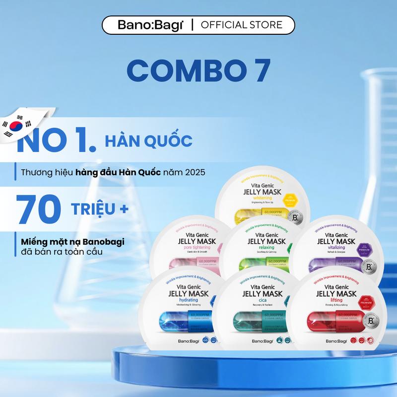  COMBO 7 Miếng Mặt Nạ BANOBAGI VITA GENIC JELLY MASK Dưỡng Da Dành Cho Mọi Loại Da 300ml 