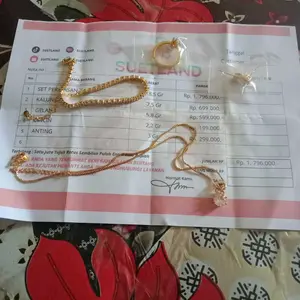 Satu Paket Kalung Permata Putih Satu Beserta Gelang, Anting dan Cincin