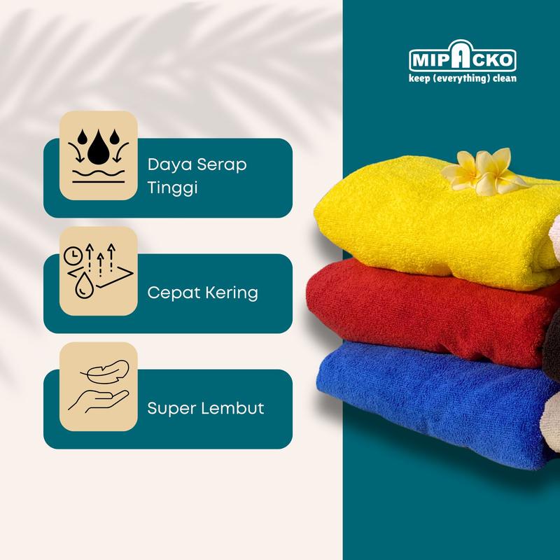 Mipacko Kain Handuk Mandi Dewasa Microfiber Pria Wanita Anak handuk  murah towel 2