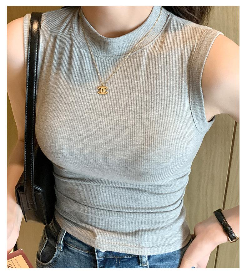 Product Introduction of Round neck thread base shirt for women with sleeveless vest suspender cover for breasts outside and inner tops new style hot base underwear outside and strapless beautiful back top 11