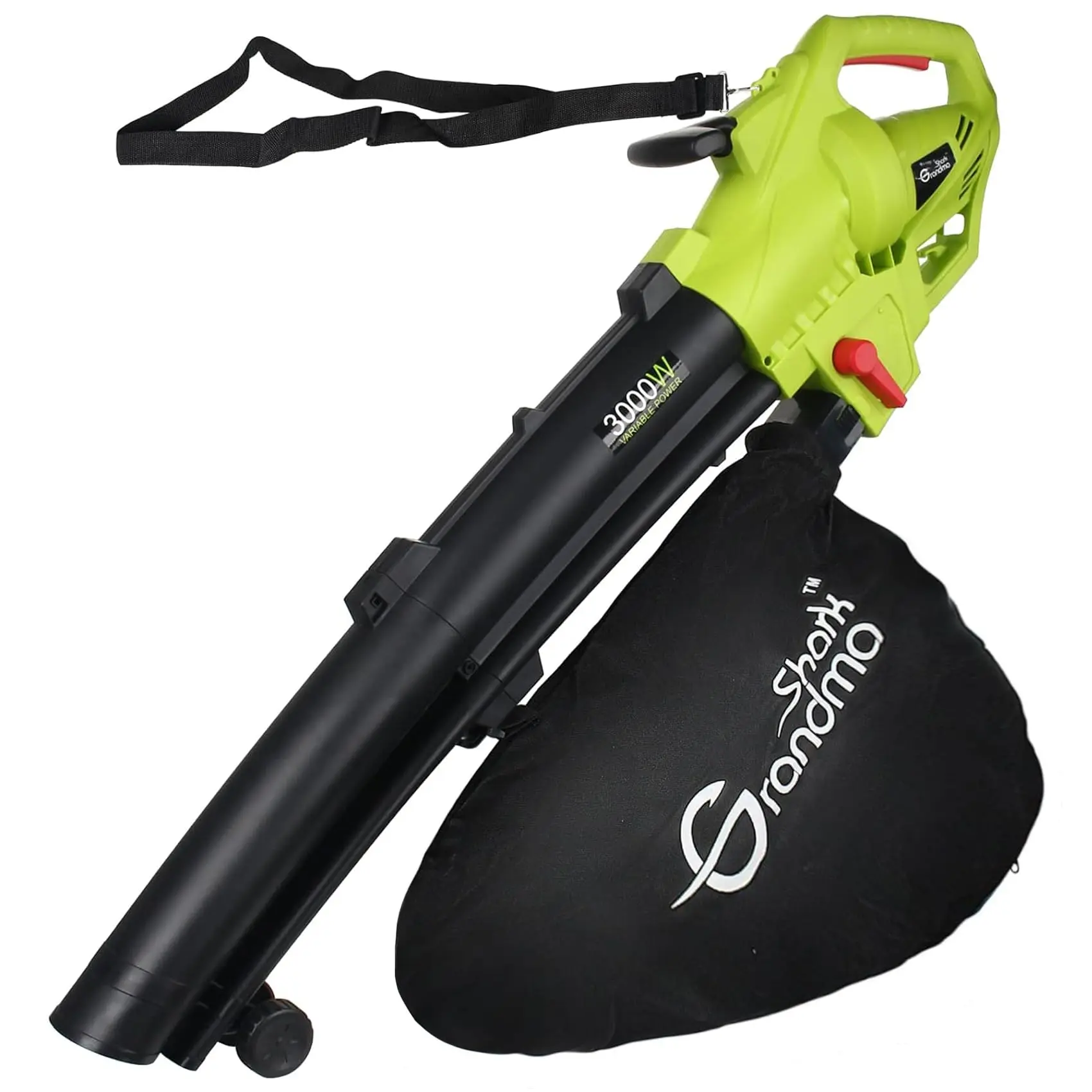 GRANDMA SHARK 3000W 3 in 1 Leaf Blower, Garden Leaves Vacuum Cleaner, Support for Breaking Leaves and Having a Large Collection Bag