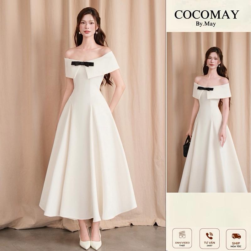 COCOMAY - Swan Élise Dress - Đầm trể vai midi phối nơ