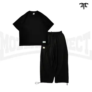 Mozzaproject Bundling Tshirt Boxy Oversize Hitam dan Baggy Ballon Polos