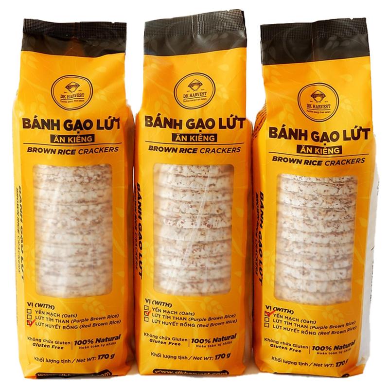  Bánh Gạo Lứt Ăn Kiêng - Combo Bánh Gạo Lứt 3 vị Snack Ăn Vặt Ăn Vặt Food 