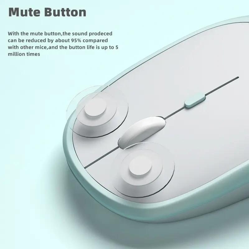 Mouse Bluetooth Wireless Silent Senyap Ultra Tipis Portable Rechargeable 2in1USB Dongle 2.4ghz & Bluetooth 4