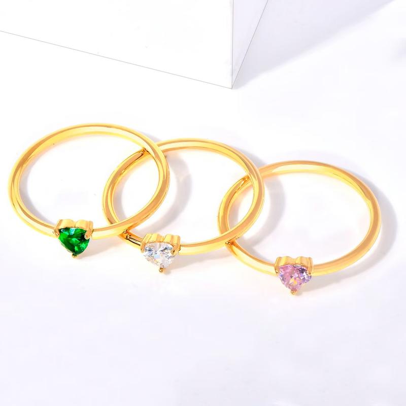 Product Introduction of Titanium Steel Love Heart Zircon Women's Ring 13