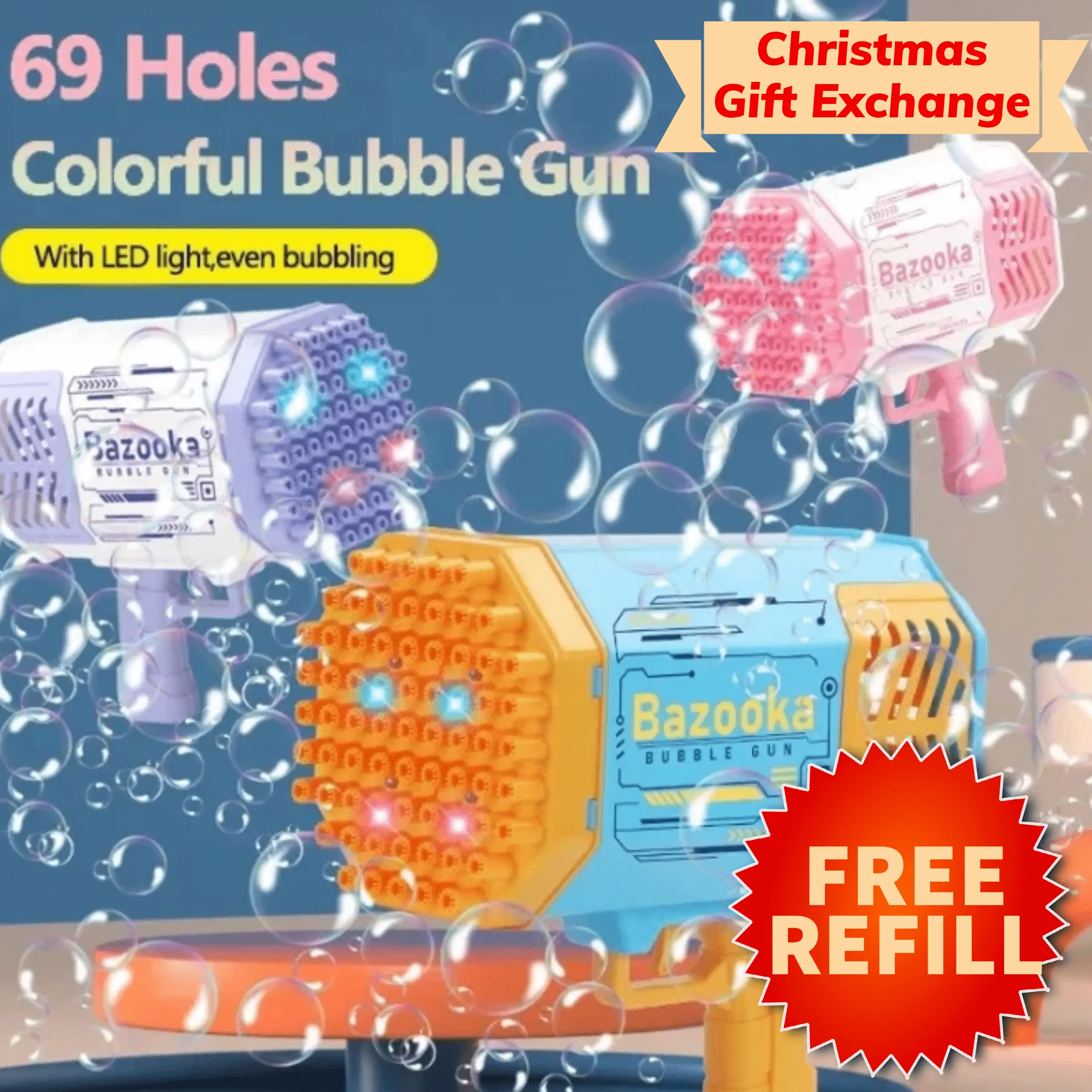 DOUYIN TIKTOK VIRAL Child Friendly Super 69-Hole Bubble Machine Toy Auto Gatling Bubble Gun 3 colors For Kids Teens