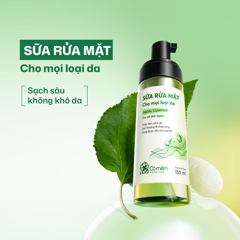 Sữa Rửa Mặt Tạo Bọt Tơ Tằm Cỏ Mềm Sạch Sâu Không Gây Khô Da Cho Da Nhạy Cảm 150ML