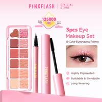 Gambar [Official]PINKFLASH Makeup Set 3PCS SweetCraft 12-Color Eyeshadow Palette  & Mistake-free Liquid Eyeliner & Waterproof Mascara - BB03 - Blush Macaron dari PINKFLASH STORE Kab. Tangerang 1 Tokopedia