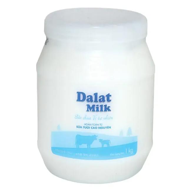Combo 2 Sữa chua Dalat Milk không đường 1kg - hộp nhựa hương vị chua dịu thanh mát giàu lợi khuẩn Probiotics & Protein phù hợp cho người ăn kiêng