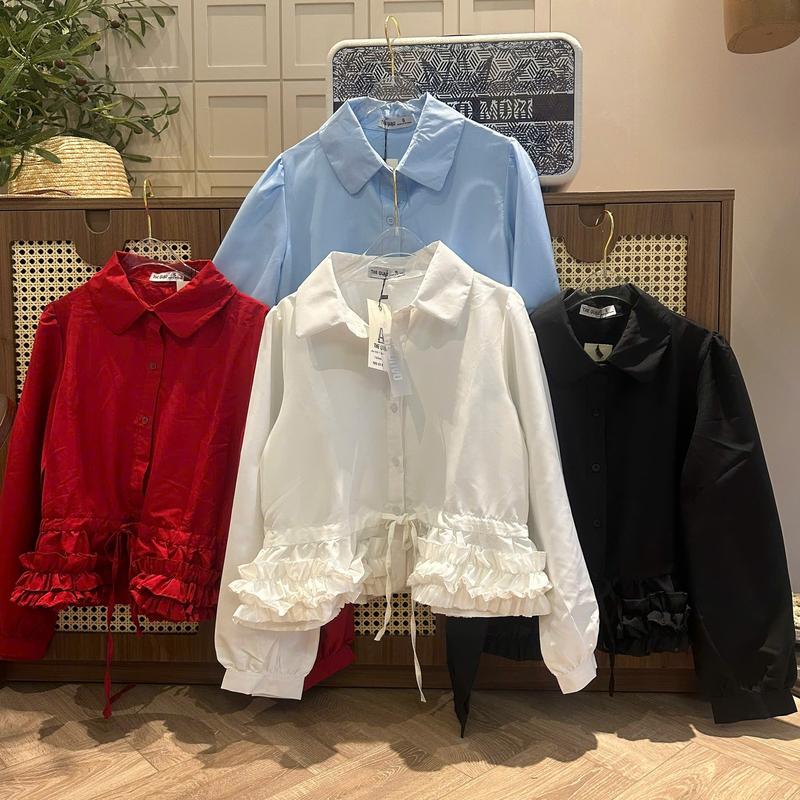 THE QUẠO - Áo Sơ Mi Nữ Tay PHỒNG Rút Eo  Nhiều Màu Nhúng Tầng S1006_680