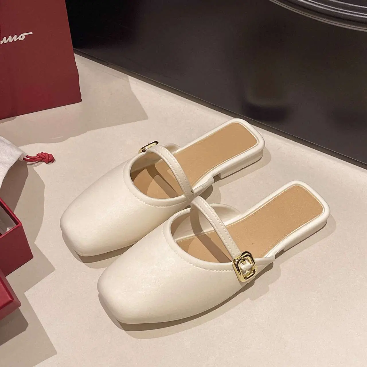 【ioi.shop】Women's Slip On Mules,Closed Toe Backless Slippers With D Ring,Soft Sole Platform Sandals  Girl Flat Footwear Walking Shoes
