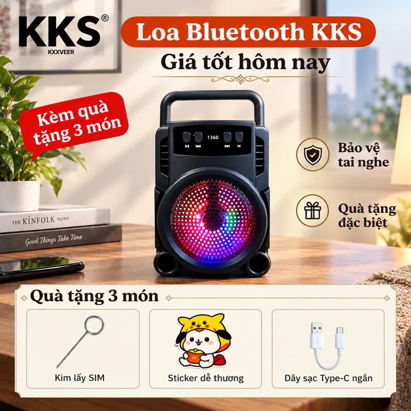 Loa Bluetooth mini âm thanh sống động, bass mạnh mẽ, kết nối Bluetooth 5.3 ổn…