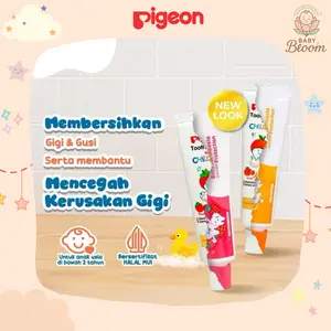 Pigeon Baby Toothpaste Pasta Gigi Odol Bayi Anak Oral Care Aman Tanpa Fluoride 45 Gram Halal MUI Brush Sikat Perawatan Anak-Anak