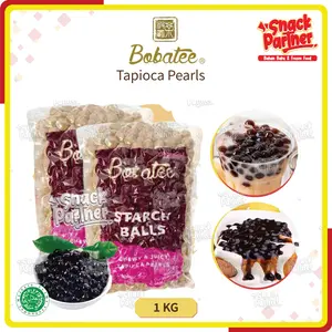 BOBATEE TAPIOCA PEARL BUBBLE 1 KG / Repack 250 500 GR - Toping Boba / Tapioka Boba Hitam / BLACK PEARL - Topping Minuman Manis Sugar Pancake Kue