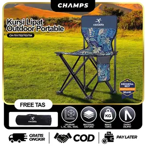 CHAMPS Kursi Lipat Outdoor Portable CH-701L/702XL/703XXL | Camping Gunung Mancing Bangku Lipat Ringan & Kokoh