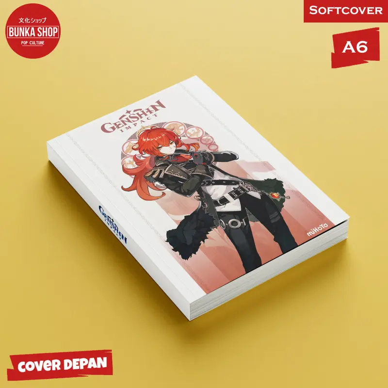 Pocket Note Hardcover Anime Genshin Impact  A6 Buku Tulis Catatan isi kertas polos Putih 6