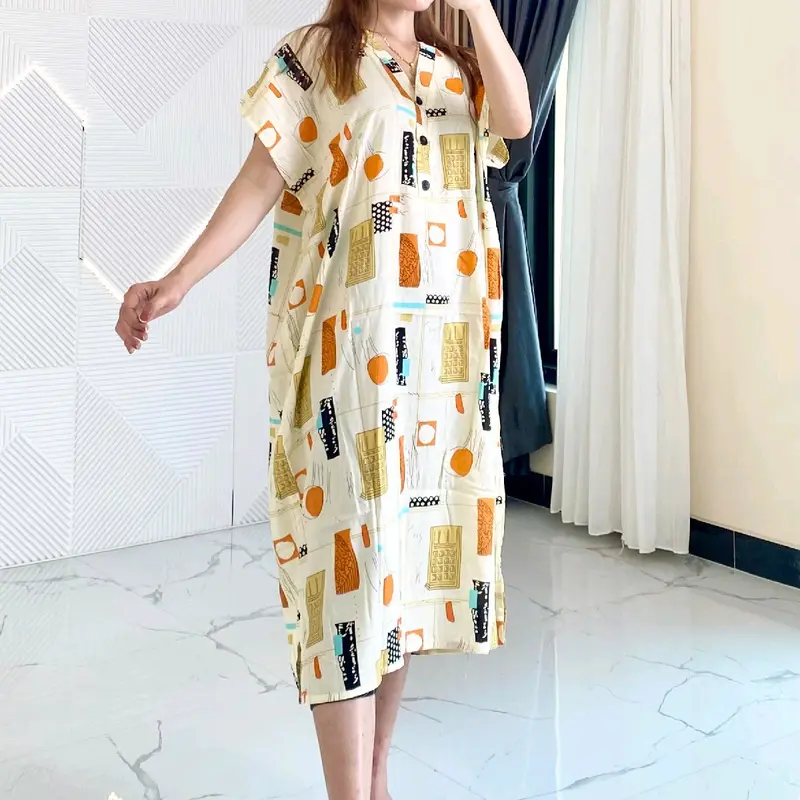 Diora Dress Daster Busui Friendly Kancing - Daster Rayon Busui Bumil Motif 3