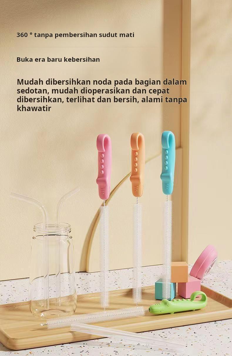 【Diskon 50% selama Ramadan】Sikat botol, sikat sedotan, sikat , sikat gelas. Cocok untuk membersihkan gelas kaca dan botol bayi. dot pembersih set minum Susu Bottle Brush Cuci Pencuci