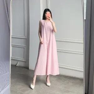 (Posy) Overall Long Sleeveless Lola Jumpsuit Bahan Katun Oxford Tanpa Lengan