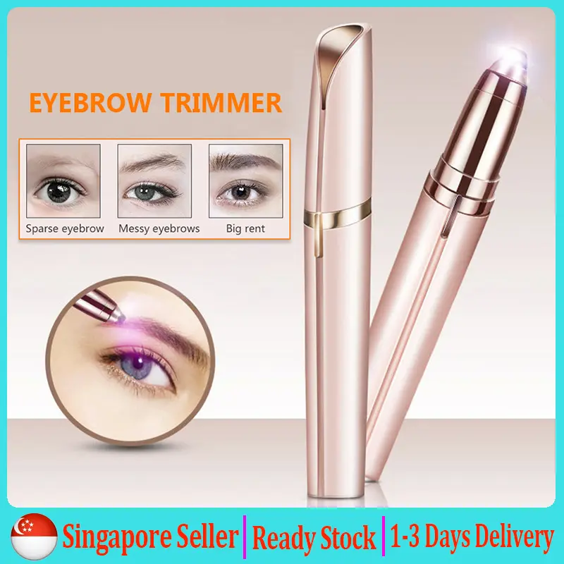 【SG Ready Stock】Electric Eyebrow Trimmer Women Portable Women Epilator Razor Shaver Washable Nose Hair Trimmer Eyebrow/Ear/Beard/Nose Hair Shaver in Lipstick Design Holiday Gift Present