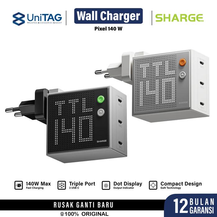 Promo SHARGE Adaptor Kepala Charger GaN Pixel 100W 140W Multi Port Fast ...