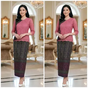 Setelan Songket Wanita Kombinasi Renda Premium Cocok untuk Pesta Natal