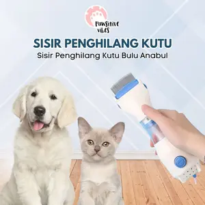 Sisir Kutu Elektrik untuk Kucing Anjing - Sisir Penghilang Kutu Anabul - Elektrik UV Comb - Serit Kutu Elektrik Daya Hisap Kuat