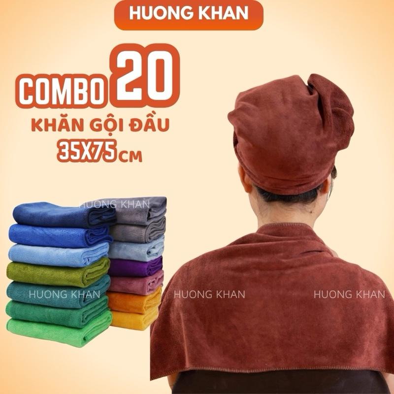  Combo 20 Khăn gội đầu spa 35x75cm loại DÀY microfiber thấm hút tốt không xù bông không ra màu - Nhà Tắm 