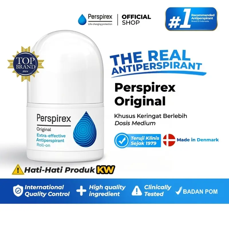 Perspirex Antiperspirant Original 5 ml Roll On - Deodoran Ketiak Mengurangi Keringat dan Bau Badan 3-5 Hari Deodorant 6