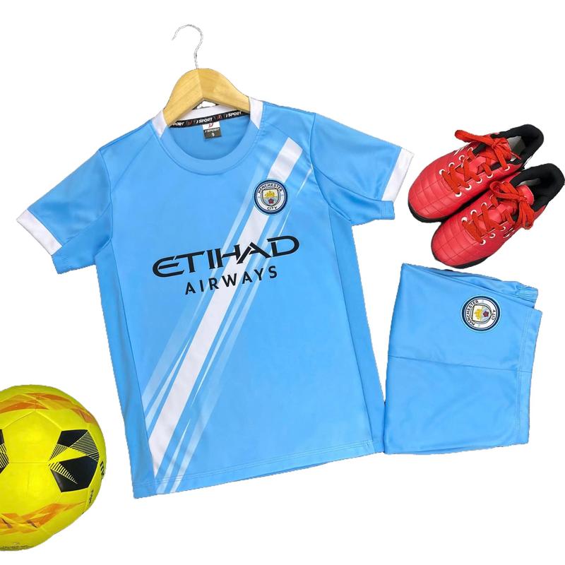 Quần áo bóng đá trẻ em Manchester City biển in ấn theo yêu cầu
