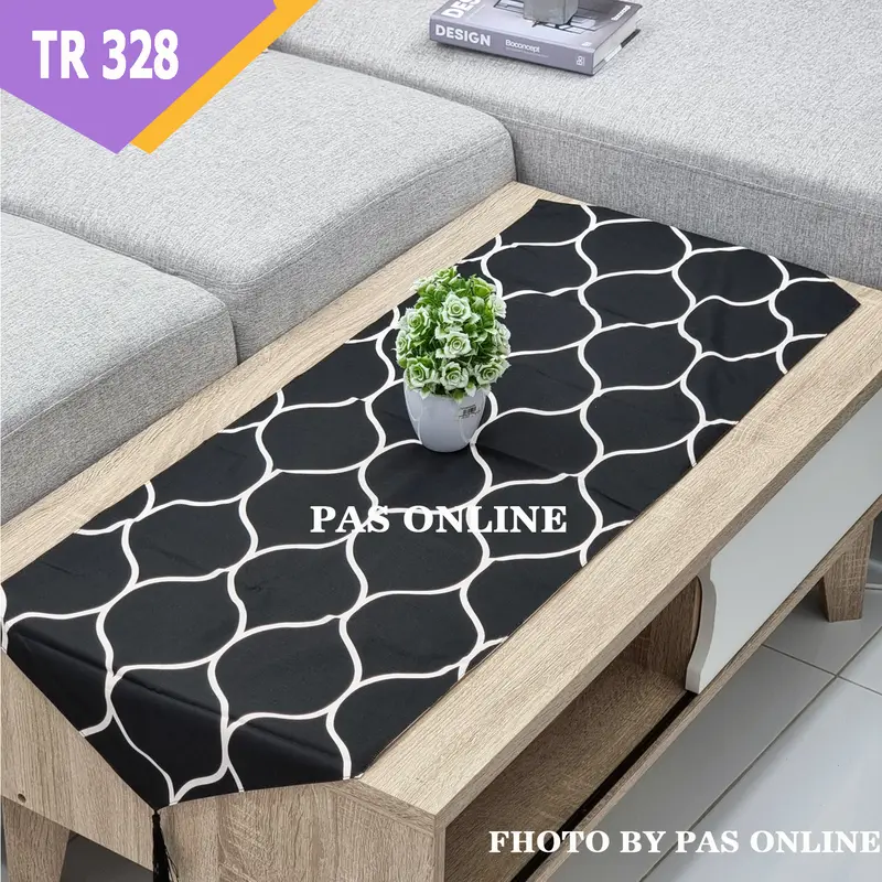 Table Runner / Taplak Meja Berbahan Kain Katun Polyseter dengan Tassel, Ukuran 120x40cm -  TR 1