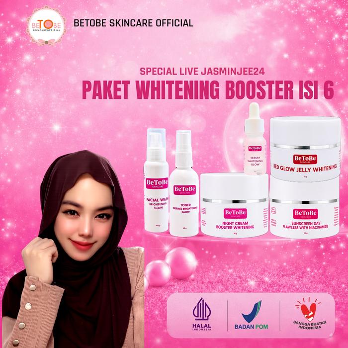 Gambar [SPECIAL LIVE JASMINJEE24] Betobe Paket Whitening Booster Isi 6 Pelicin Membantu Mencerahkan, Mengencangkan Kulit Menyamarkan Flek / Noda Hitam, Mengglowingkan, Melembabkan Kulit & Mengecilkan Pori dari Betobeskincareofficial Kab. Tangerang Tokopedia