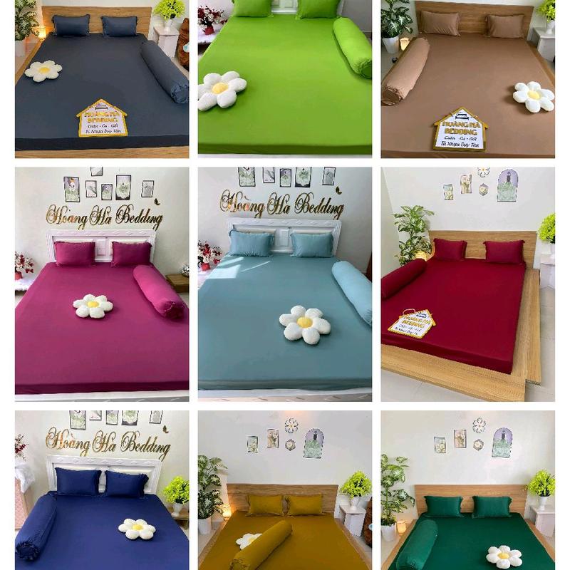 GA THUN LẠNH BỘ 4 MÓN 16 Màu Đủ Size, (Gồm 1 Ga Nệm Bo Chun, 2 Vỏ Nằm, 1 Vỏ Ôm Dây kéo)