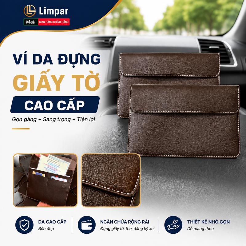 Ví da đựng giấy tờ ô tô LIMPAR cao cấp chuyên dụng - bóp đựng đăng kiểm và giấy tờ xe hơi - LIMPAR