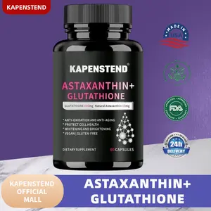 KAPENSTEND Natural Astaxanthin Glutathione 15mg Suplemen Antioksidan & Pemutih Kulit Kaya Astaxanthin 60 Kapsul untuk Melindungi Sel-sel dan Mencerahkan Kulit