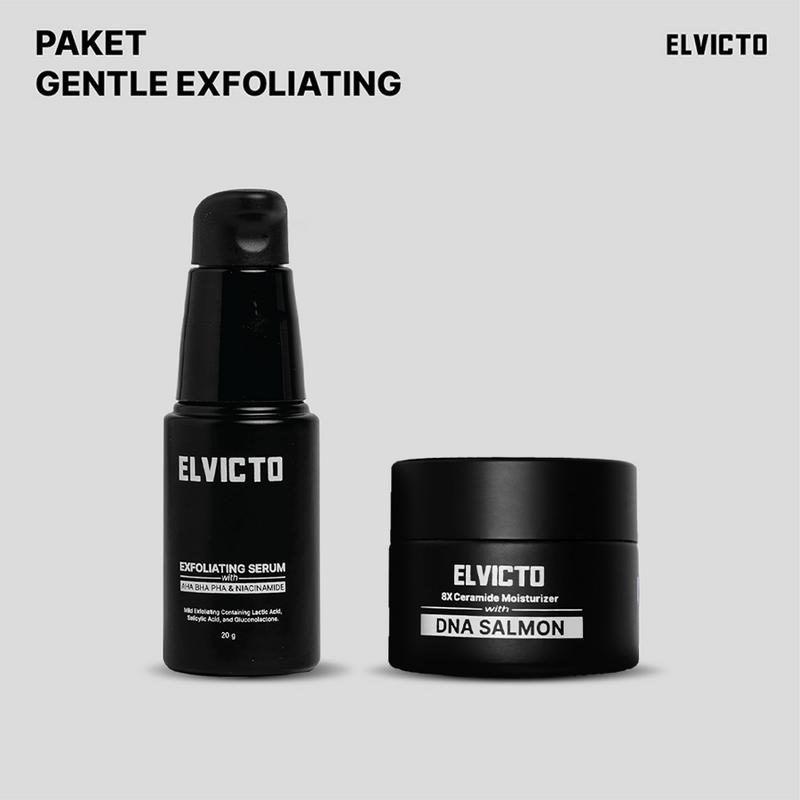 ELVICTO PAKET GENTLE EXFOLIATING | EXFO SERUM, MOISTURIZER | Paket Perawatan Pria untuk Kulit Wajah Kusam, Menghilangkan Bekas Jerawat & Exfoliasi 0