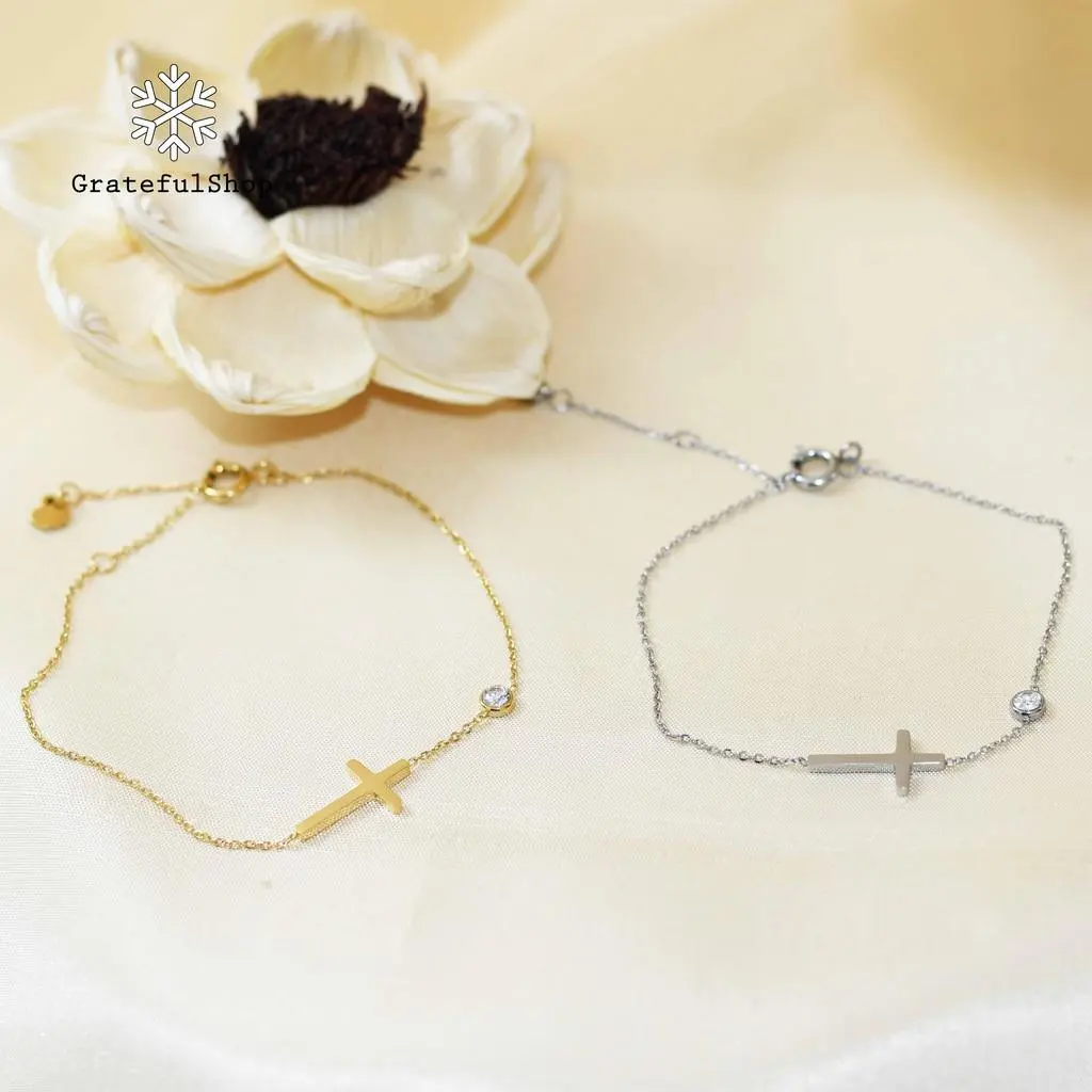 Gelang Salib Maria Silver / Gold (Cross Bracelet Maria) (stainless STEEL / ANTI KARAT) (FREE POUCH) stainless bracelets jewellery