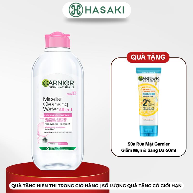 [MUA 1 TẶNG 1] Nước Tẩy Trang Garnier Dành Cho Da Nhạy Cảm 400ml | HASAKI BEAUTY Nữ Trang Điểm