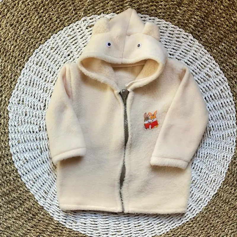 Jaket bayi bulu hangat cewek cowok jaket Bayi Lembut sleting hangat tebal Lengan Perempuan Laki-Laki 0-1 Thn 2