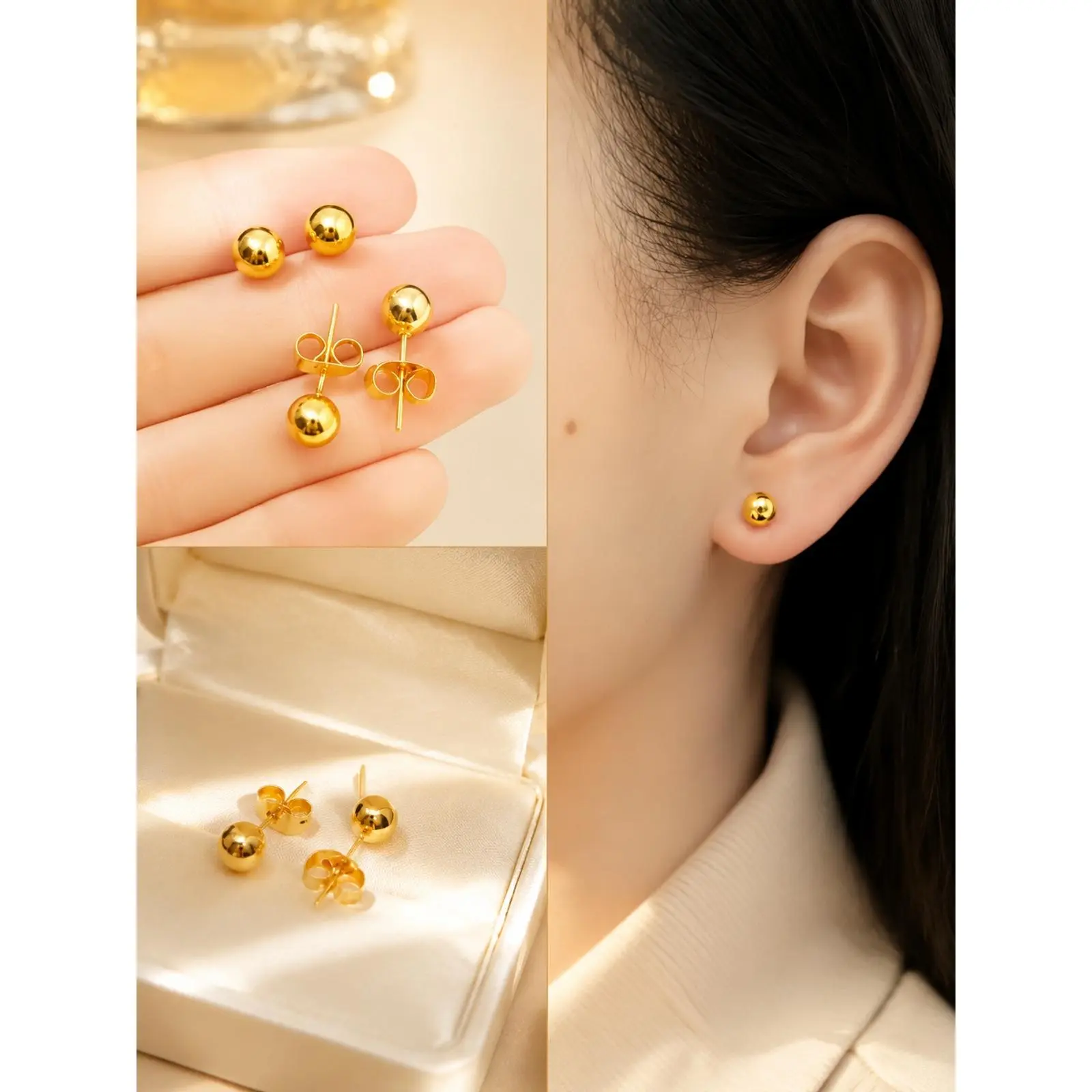 Anting Tusuk Bulat Polos Lapis Emas Tahan Karat dan Tampilan Elegan