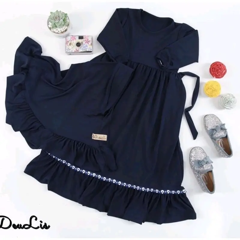 Gamis anak perempuan terbaru 2025 '  set hijab' Crinkle airflow  Baju Muslim  Panjang Cantik 2