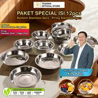Gambar [EXCLUSIVE KING KEVIN] TEXANIA PAKET Mangkuk dan Piring Stainless Anti Karat Foodgrade Multifungsi Diameter Mangkuk 18cm 6pcs dan Piring Diameter 22cm 6pcs Kitchenware dari Texania house ware store Kota Tangerang 1 Tokopedia